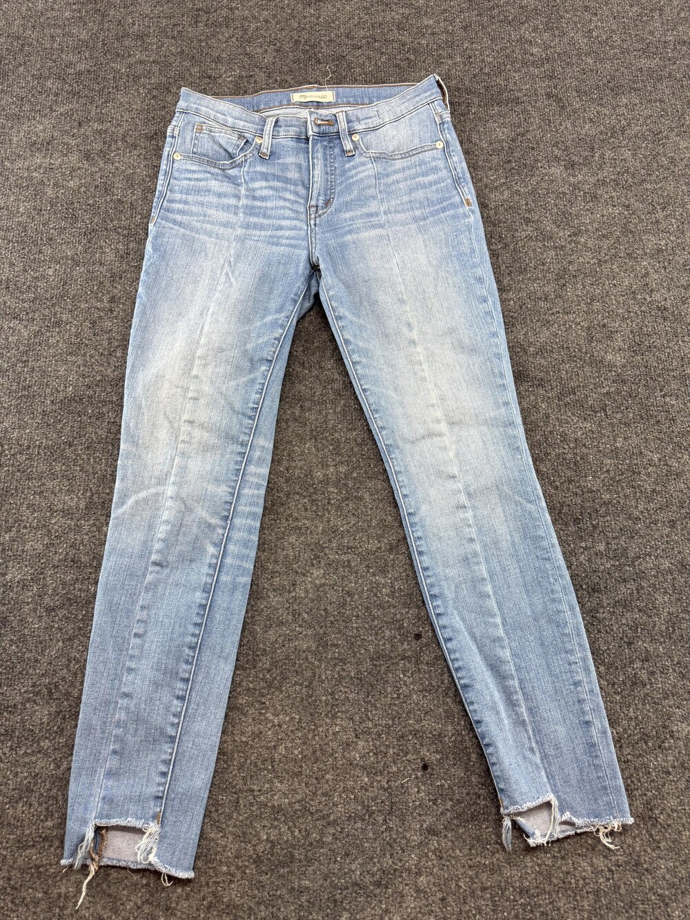 Madewell Jeans Womens 26 Light Wash Blue 9 High-Rise Skinny Raw Hem Denim Ankle